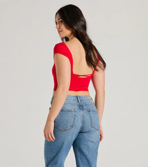 Back It Up Short Sleeve Strappy Crop Top