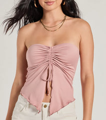 Hit The City Strapless Slit Crop Top