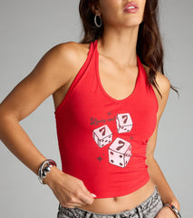 Lucky Me Dice Graphic Halter Top