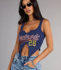 Street Team Graphic Cutout Crop Tank Top