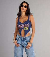 Street Team Graphic Cutout Crop Tank Top