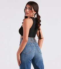 Fringe Benefits High Neck Crop Top