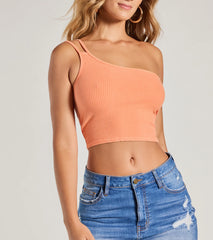 Confident Flirty Strappy One-Shoulder Crop Top