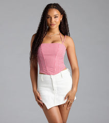 Sweet Home Lace-Up Gingham Corset Top