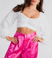 Ethereal Dream Faux Pearl Crop Top