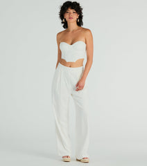 Trendy Treasure Strapless Linen Corset Top