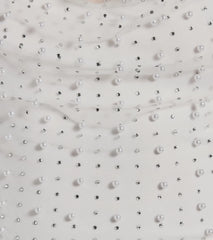 Little Moment For Faux Pearl Rhinestone Crop Top