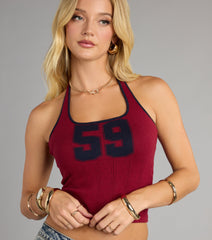 Varsity Crush Halter Graphic Tank Top
