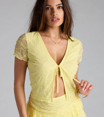 Summer Approved Sheer Lace Tie-Front Top