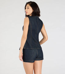 Exceptional Poise Sleeveless Button Denim Vest