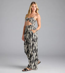Remarkable Energy Abstract Striped Wide-Leg Jumpsuit