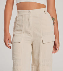 Essential High-Rise Corduroy Wide-Leg Cargo Pants