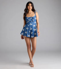 Effortless Summer Cutie Chambray Floral Romper