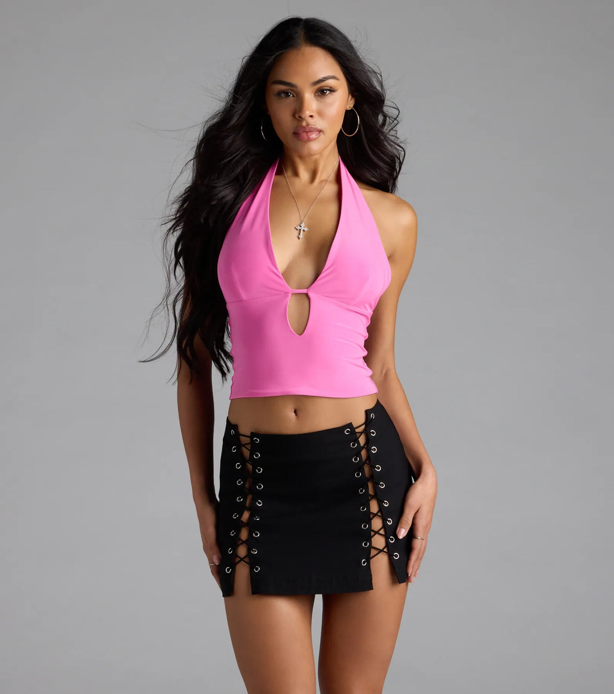 Paint The Town Lace-Up Mini Skirt