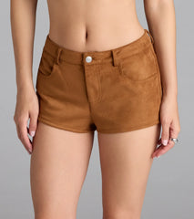 Wild Times Mid-Rise Faux Suede Hot Shorts