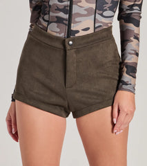 Sultry Soldier Faux Suede Shorts