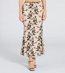 Flirt Alert Flocked Floral Mesh Maxi Skirt