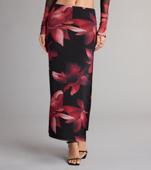 Soft Serve Floral High Slit Maxi Skirt