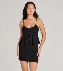 Chic Duo Ribbed Knit Bodycon Mini Skirt