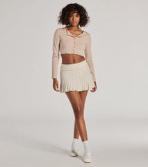 Preppy Charm Pleated Knit Mini Skirt