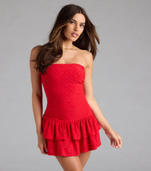 Girly Fave Ruffled Eyelet Knit Romper