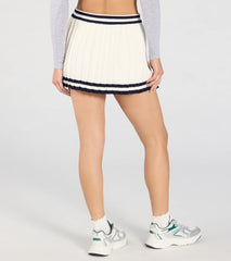 Preppy Demure Pleated Striped Knit Skort