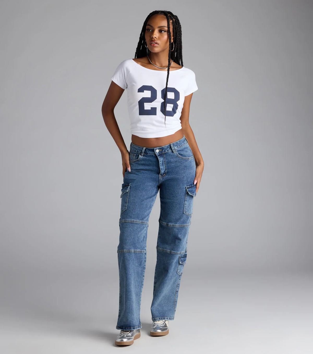 Street Style Straight-Leg Cargo Denim Jeans