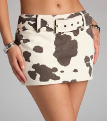 Cowgirl Off Duty Cow Print Mini Skort