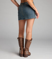 Buckle Up Bestie Belted Denim Mini Skirt