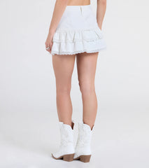 Love At First Sight Mid-Rise Ruffle Denim Mini Skort