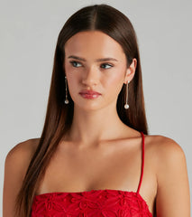 Simply Elegant Pearl And Rhinestone Drop Earrings