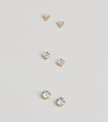 Perfect Set Cubic Zirconia Stud Earrings Pack