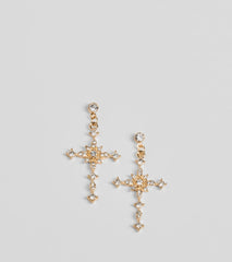 Graceful Charm Cross Rhinestone Earrings