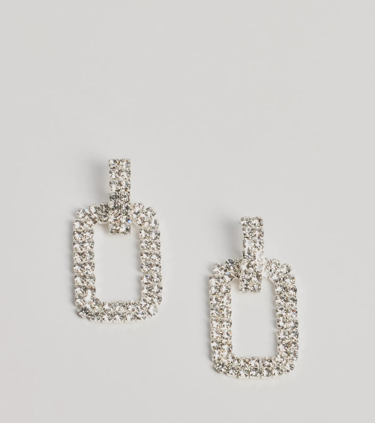Luxe Shine Rhinestone Square-Shaped Drop Earrings