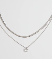 Simple Touch Rhinestone Layered Necklace