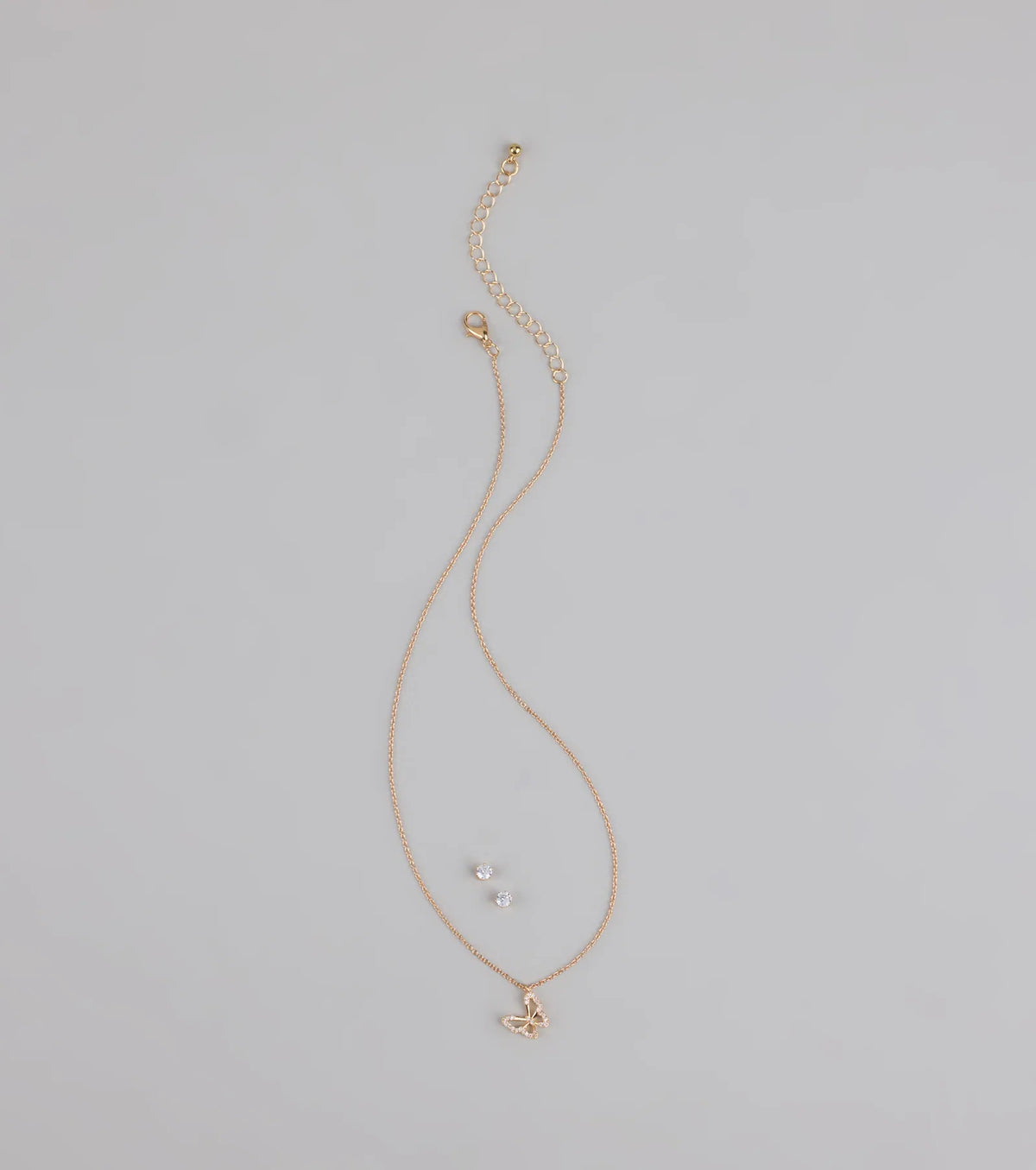 Soft Girl Sparkle Butterfly Necklace and Earrings Set