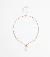 Chic Elegance Rhinestone And Pearl Necklace