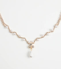 Chic Elegance Rhinestone And Pearl Necklace
