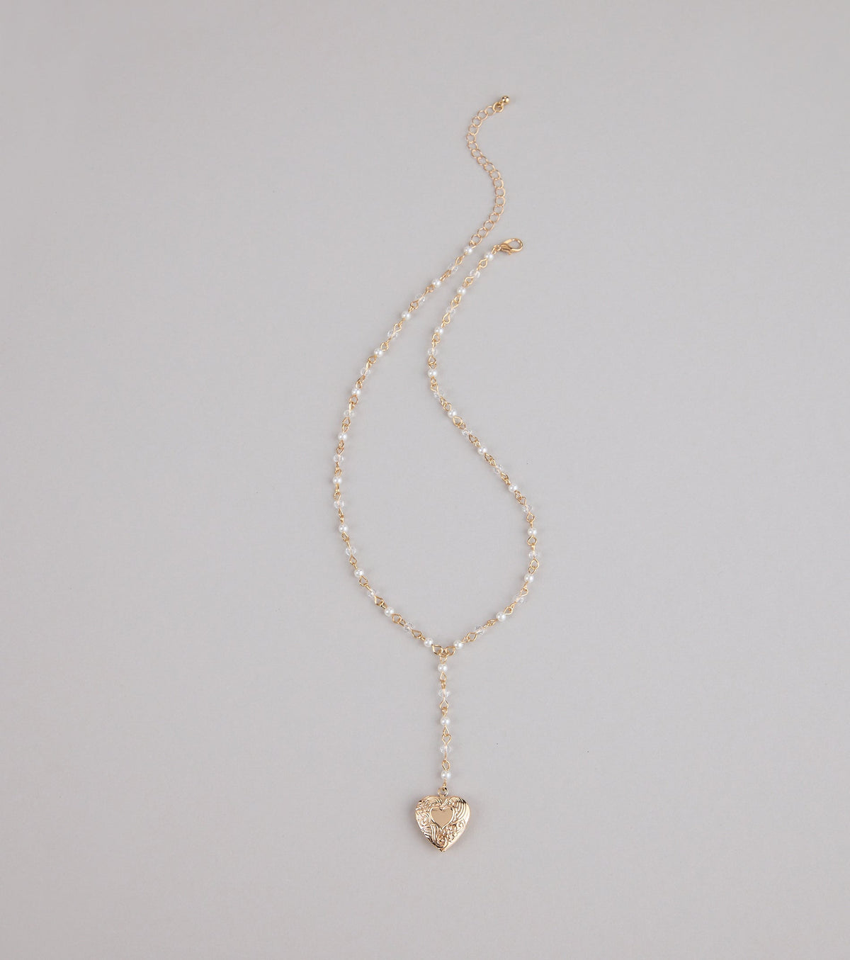 Heart to Heart Pearl Chain Locket Necklace