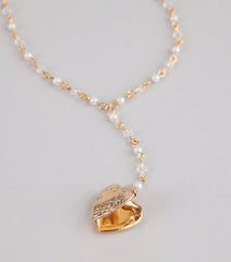 Heart to Heart Pearl Chain Locket Necklace