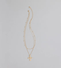 Divinely Draped Dainty Layered Cross Necklace