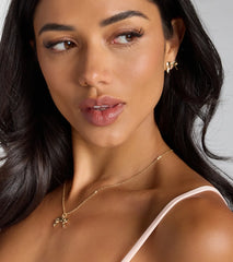 So Charming Bow Necklace And Stud Earrings Set