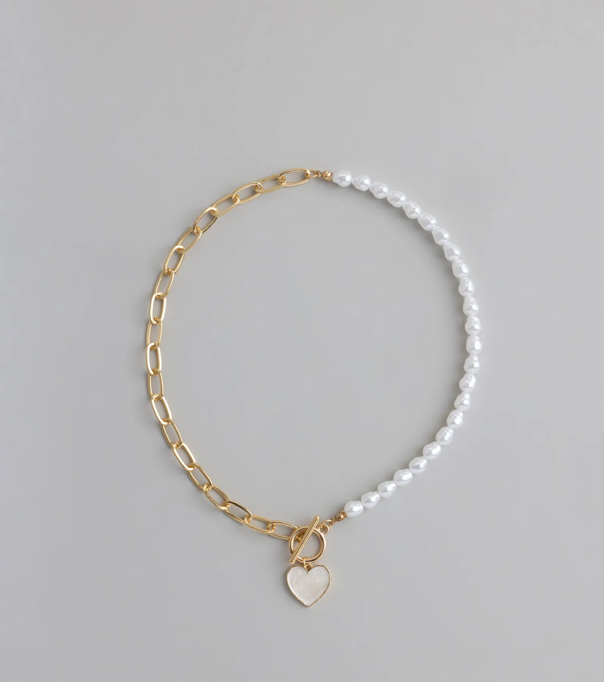 Trendy Charm Pearl Paperclip Chain Necklace