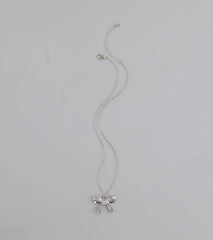 Simply Sparkling Rhinestone Bow Necklace
