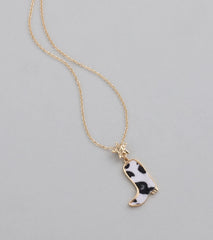 Southern Charm Faux Fur Cowboy Boot Necklace