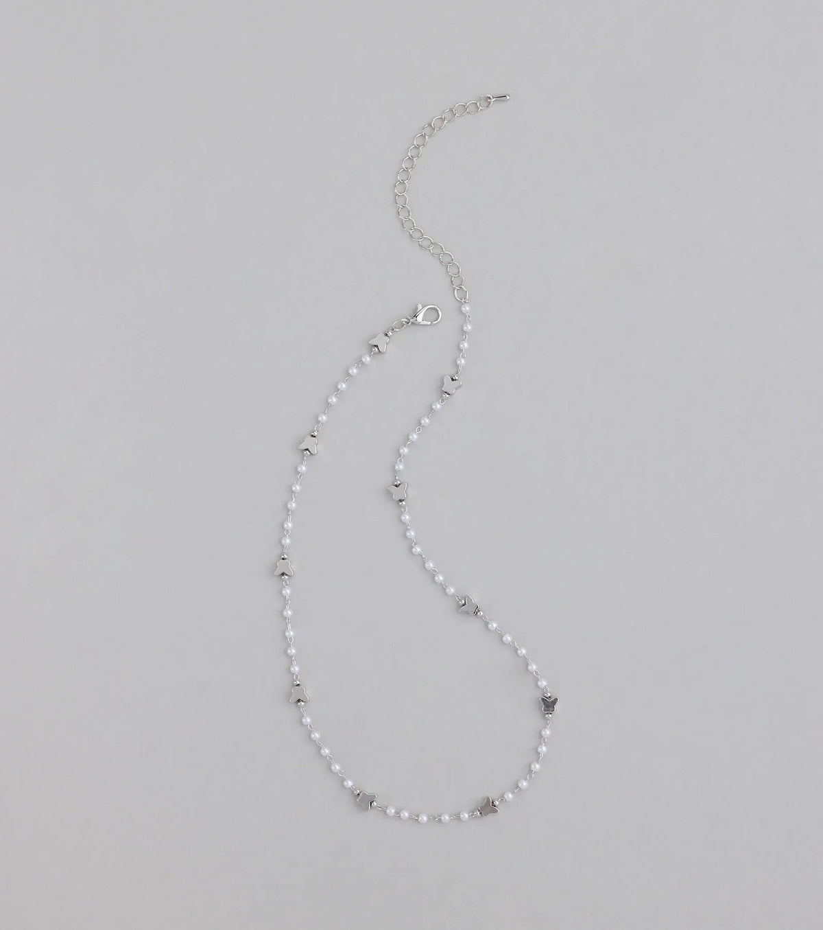 Cute Dainty Butterfly Pearl Beaded Necklace