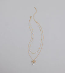 Sweet Trend Bow Pearl Layered Necklace