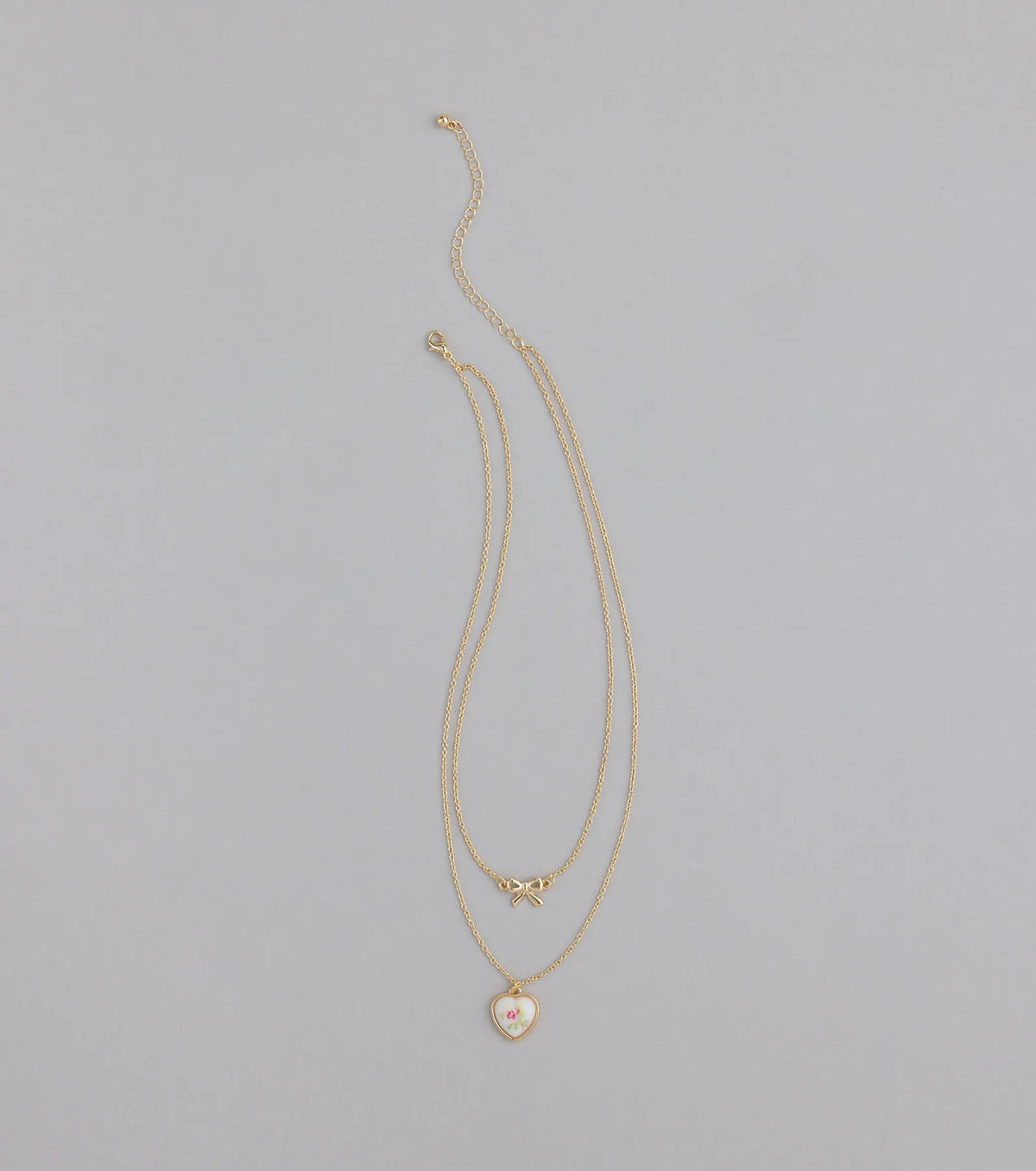 From The Heart Bow Layered Necklace