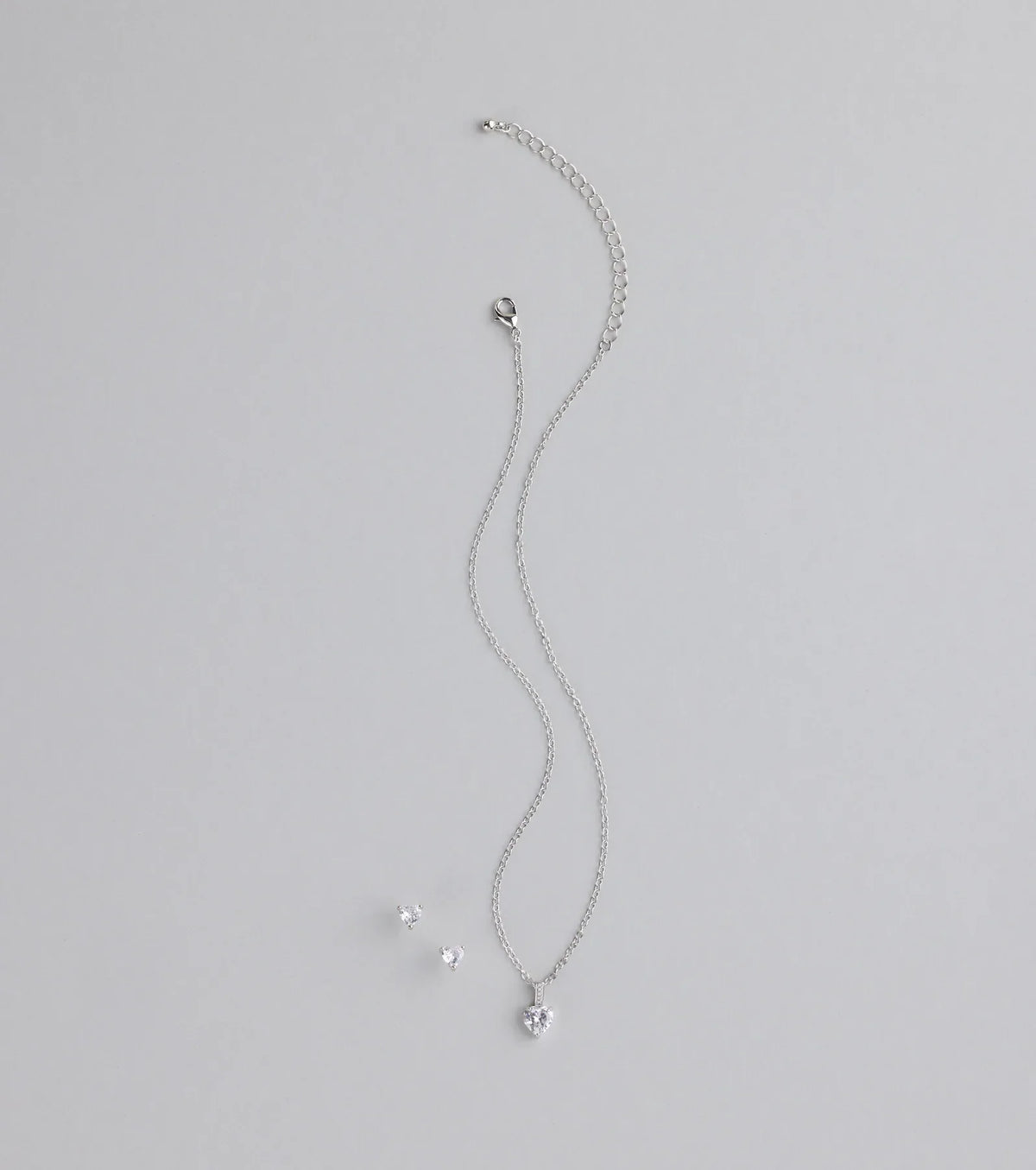 Sweet Talk Sparkle Heart Necklace And Stud Set