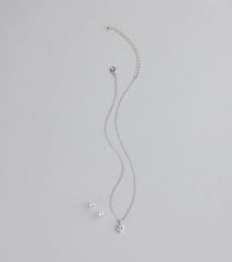 Sweet Talk Sparkle Heart Necklace And Stud Set